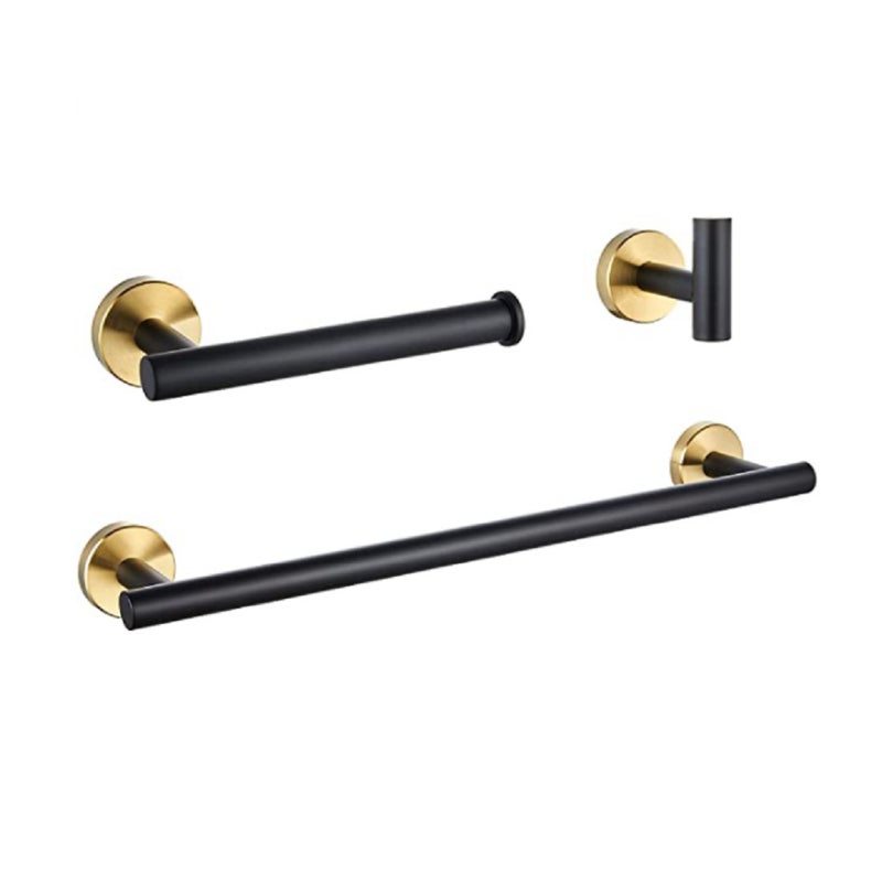 3-częściowy zestaw w kolorze czarno-złotym, zestaw wieszaków na ręczniki, wieszak na ręczniki ze stali nierdzewnej, uchwyt na ręczniki