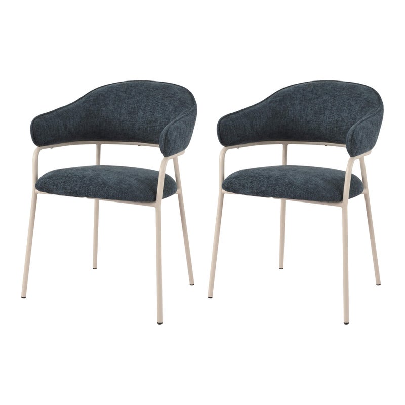 Krzesła Rebecca Mobili Guanabana 82,5x57x56,5 Tkanina poliestrowa Stal Granatowy Biały Nowoczesny ZESTAW 2 sztuki