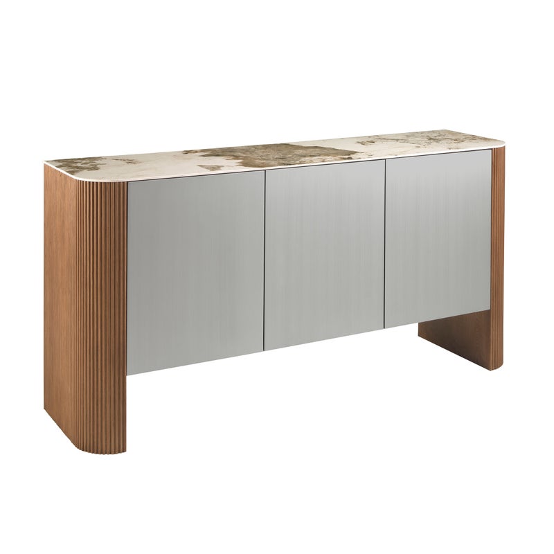 Kredens srebrne drewno, orzech i porcelanowy marmurowy blat 160 x 45 x 80 cm