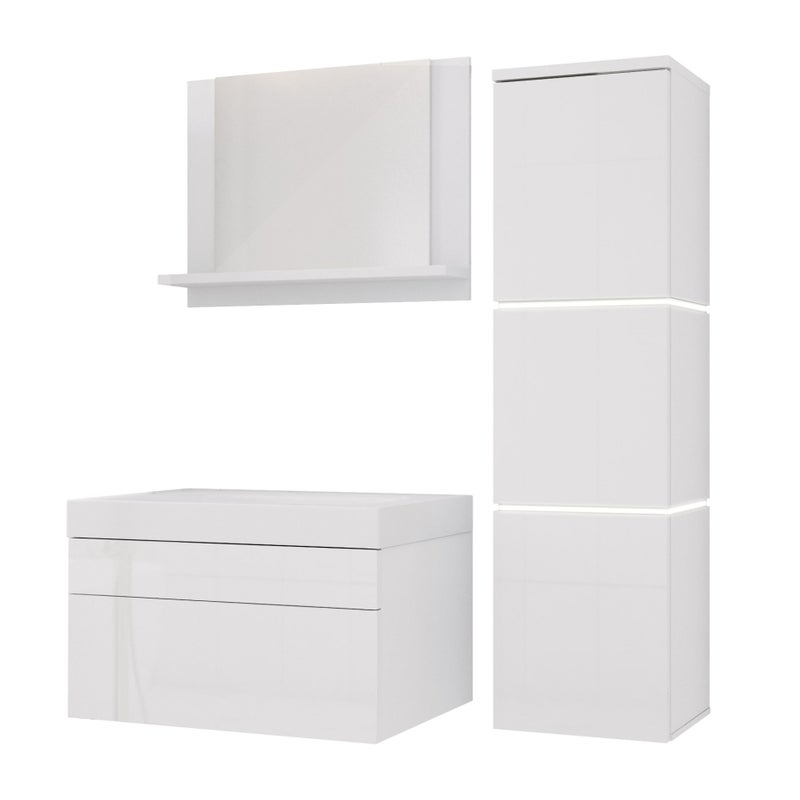 Zestaw mebli łazienkowych, Matowa biel, Połysk biały, 90 x 110 cm