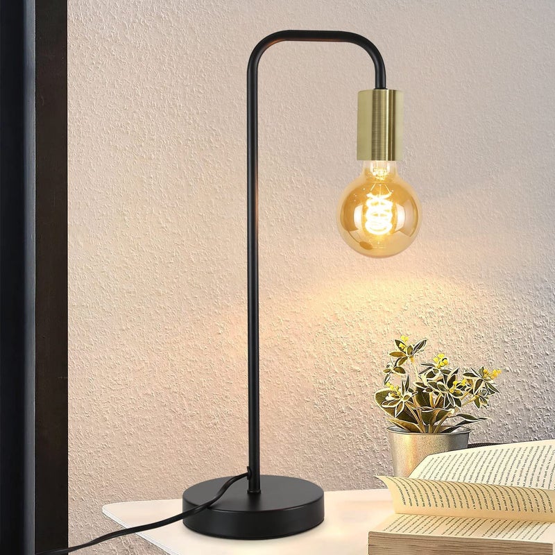 NETTLIFE Vintage lampa stołowa salonowa lampka nocna - czarne złoto industrialna lampa stołowa E27 dziecięca lampka nocna do sypialni