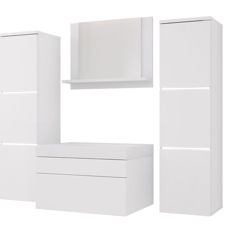 Zestaw mebli łazienkowych, Matowa biel, Matowa biel, 120 x 110 cm