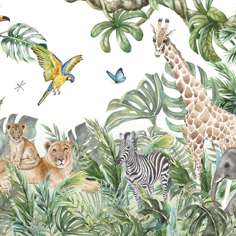 Fototapeta Dla Dzieci Chłopca Dziewczynki Dżungla Zwierzęta 150x105 cm Tapeta Do Pokoju Dziecięcego Na Flizelinie