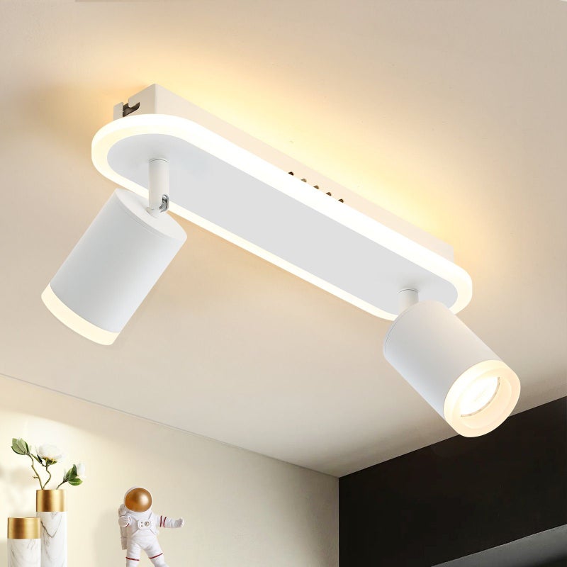 NETTLIFE 2 ciepłe białe GU10 metalowe Reflektoroway sufitowe LED z możliwością regulacji 330° do sypialni, przedpokoju, jadalni, kuchni, salonu