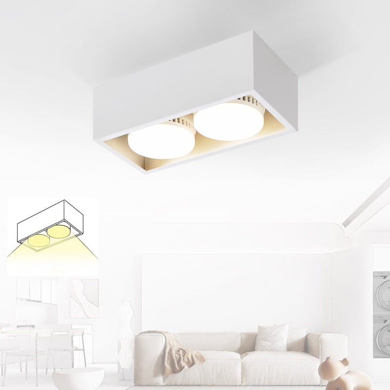 NETTLIFE 2 sztuki ciepłych białych Reflektorowaów LED do montażu na powierzchni sufitu z możliwością ściemniania GX53, nowoczesny kwadrat do kuchni