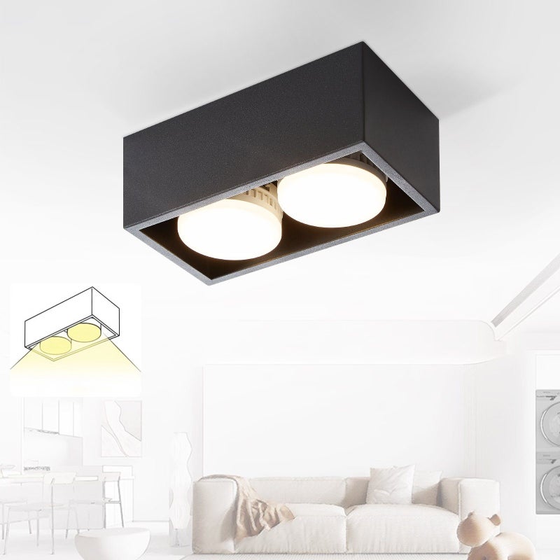 NETTLIFE 2 czarne Reflektoroway sufitowe montowane na powierzchni z możliwością ściemniania, nowoczesne, ciepłe białe światło, 2x5W, GX53