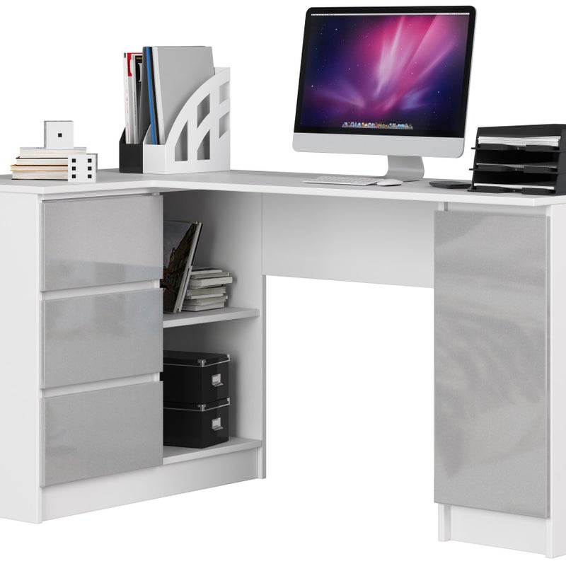 3XE LIVING  Biurko: 3 szuflady, białe metalik błyszczący, 155 x 77 x 85 cm