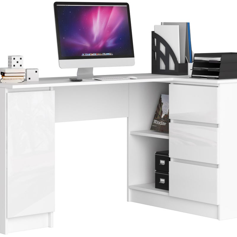 3XE LIVING  Biurko: 3 szuflady, białe połyskujący biały, 155 x 77 x 85 cm