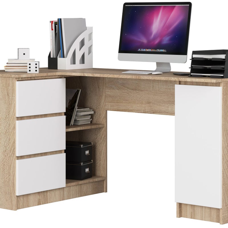 3XE LIVING  Biurko: 3 szuflady, dąb sonoma/biały, 155 x 77 x 85 cm