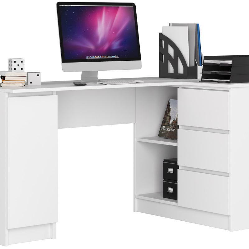 3XE LIVING  Biurko: 3 szuflady, białe, 155 x 77 x 85 cm