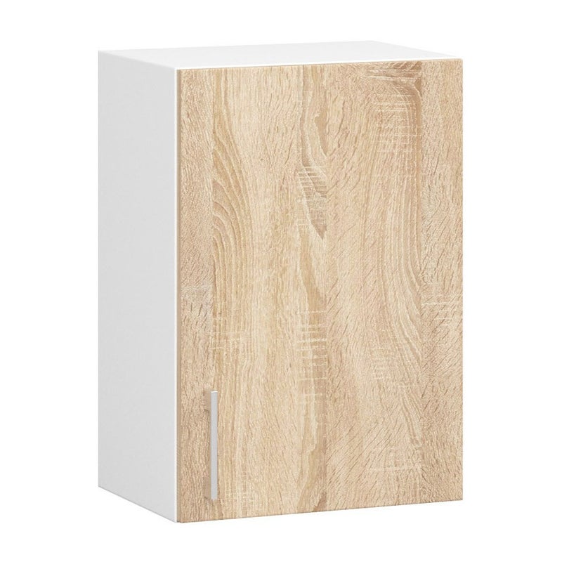 Szafka kuchenna wisząca: 1 drzwi, 2 półki, kolor biały dąb sonoma, szerokość: 40 cm, wysokość: 58 cm, głębokość: 30,5 cm.