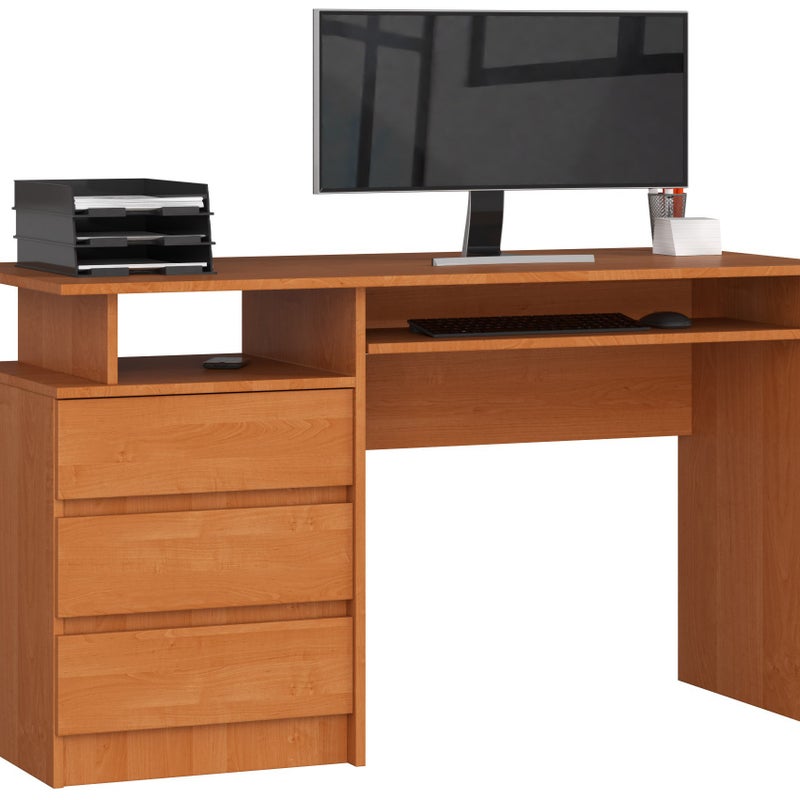 3XE LIVING  Biurko: 3 szuflady, Olcha, 135 x 77 x 60 cm