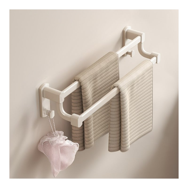 Biały podwójny wieszak łazienkowy na ręczniki, aluminiowy wieszak na ręczniki, bez wiercenia, bez wiercenia, 30 * 8,4 cm