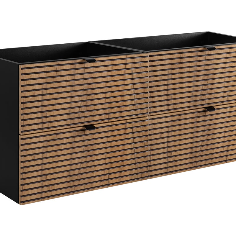 Szafka łazienkowa AURA 120 cm czarna dąb craft złoty frezowane fronty