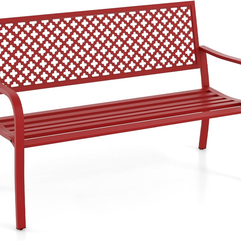 Ławka ogrodowa, metalowa, odporna na warunki atmosferyczne, 2-3-osobowa, metalowa ławka obciążająca do 300 kg, żelazna ławka do ogrodu, na taras,