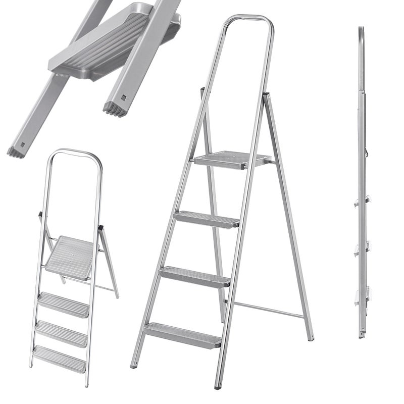 DRABINA STALOWA 4 STOPNIOWA UNIWERSALNA JEDNOSTRONNA SKŁADANA DOMOWA