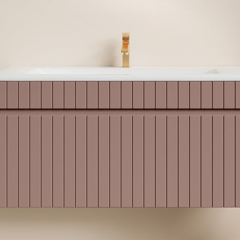 Szafka pod umywalkę wisząca ryflowana różowa - 100 cm - SATARA