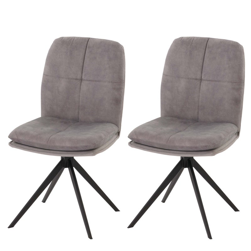 Zestaw 2 sztuk krzeseł do jadalni HWC-M68, krzesło kuchenne z oparciem, obrotowe, pozycja automatyczna, metal, tkanina/materiał ~ szare