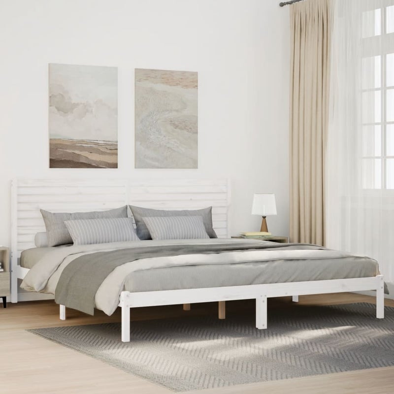 Dłuższe łóżko bez materaca, białe, 180x210 cm, lite drewno vidaXL