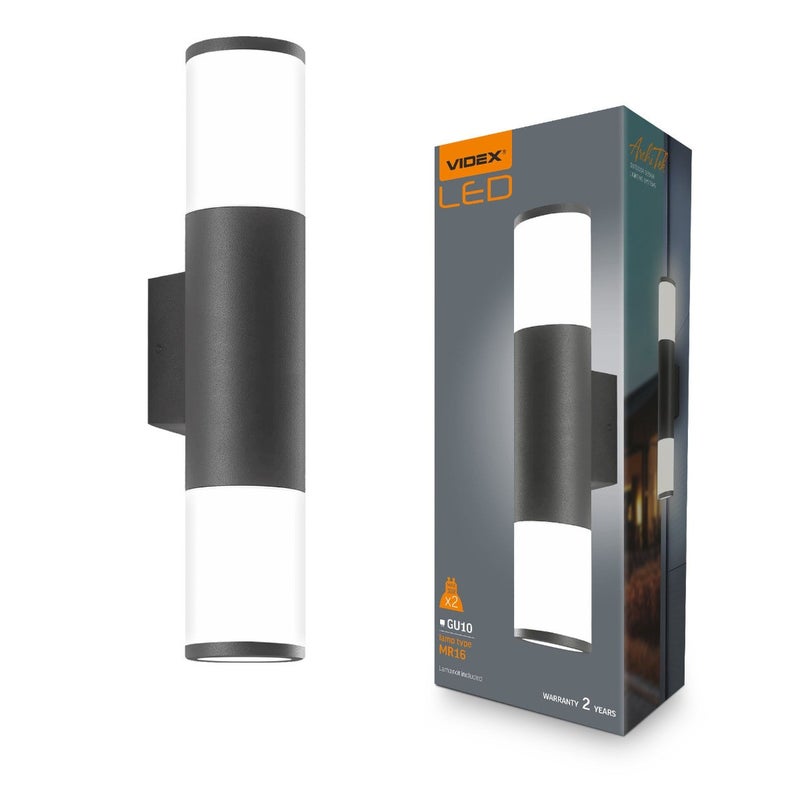 Kinkiet zewnętrzny AR090 czarno-biały 2xGU10x30W wym: 30,5x6x8 cm IP54 Videx