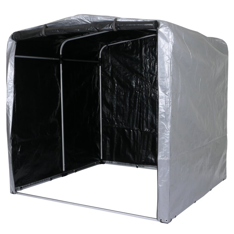 Szopa ogrodowa HWC-N61, szopa ogrodowa na narzędzia, aluminiowa, wodoodporna, ochrona UV, 201x201x201cm ~ srebrny