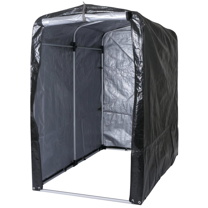 Szopa ogrodowa HWC-N61, szopa ogrodowa na narzędzia, aluminiowa, wodoodporna, ochrona UV, 201x121x201cm ~ antracyt