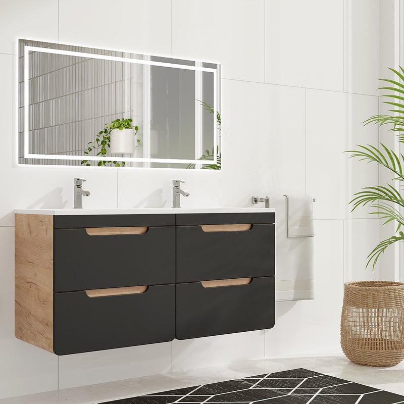Szafka pod umywalkę wisząca naturalny i antracytowy - 120 cm - ARUBA