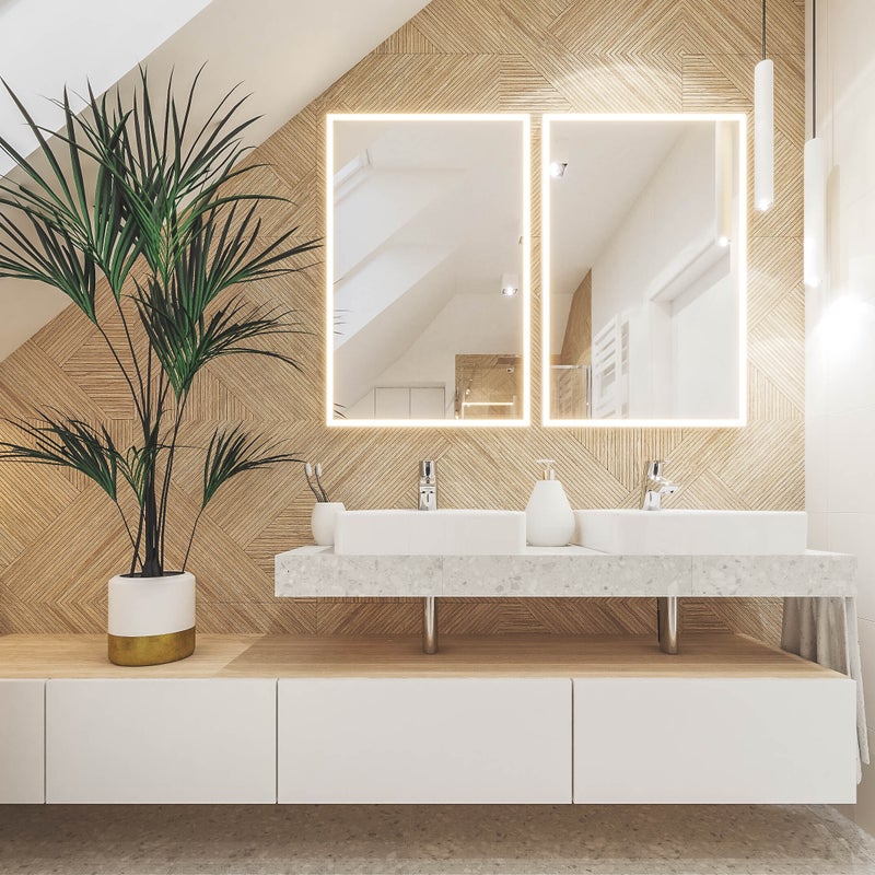 CLASSIC LINE lustro w srebrnej ramie z oświetleniem LED 65 x 100cm