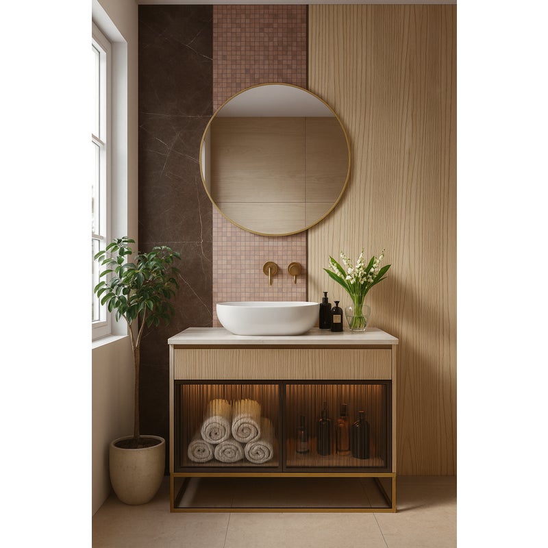 ROUND LINE okrągłe lustro w złotej ramie 60 cm