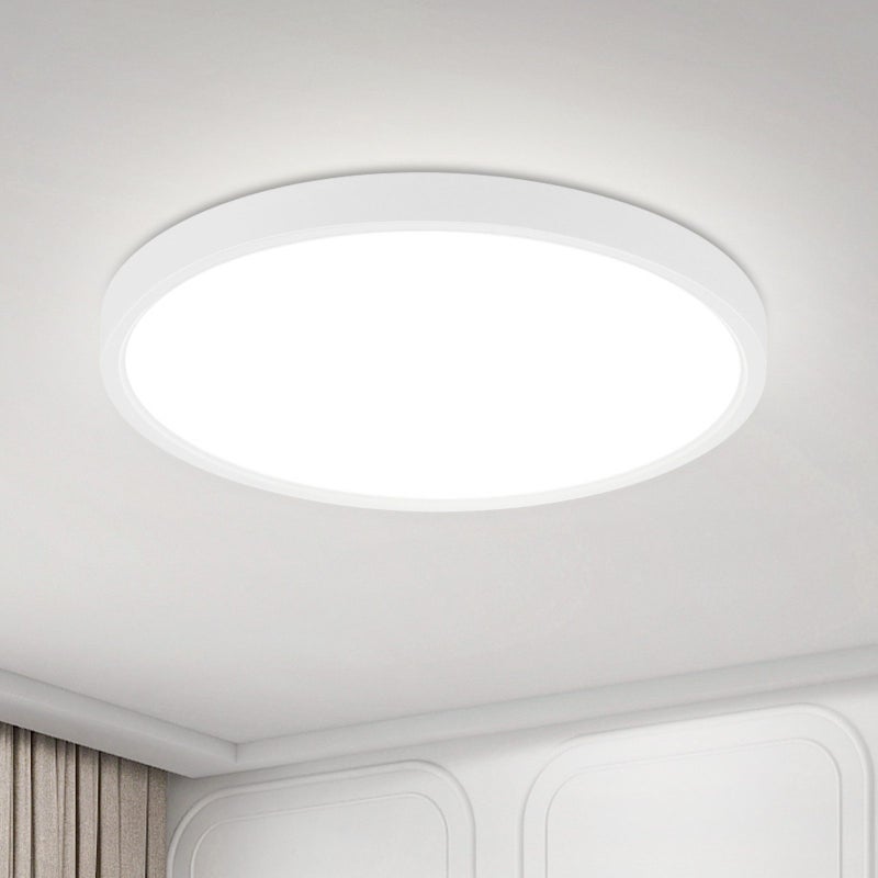NETTLIFE Płaska lampa sufitowa LED 18 cm - 15 W, biała, 6000 K - Nowoczesne oświetlenie do kuchni, przedpokoju, sypialni