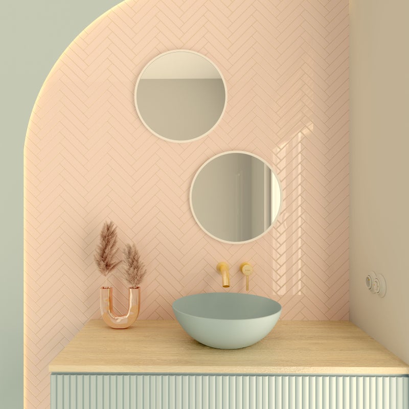 ROUND LINE okrągłe lustro w białej ramie 40 cm