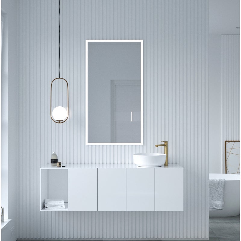 CLASSIC LINE lustro w srebrnej ramie z oświetleniem LED 65 x 120 cm