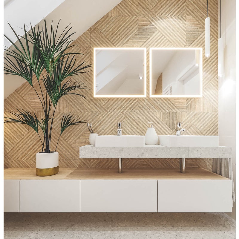 CLASSIC LINE lustro w srebrnej ramie z oświetleniem LED 65 x 60 cm