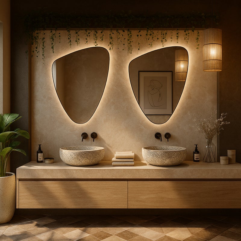 ORGANIC LINE LED lustro w czarnej ramie z oświetleniem LED 90 x 60 cm