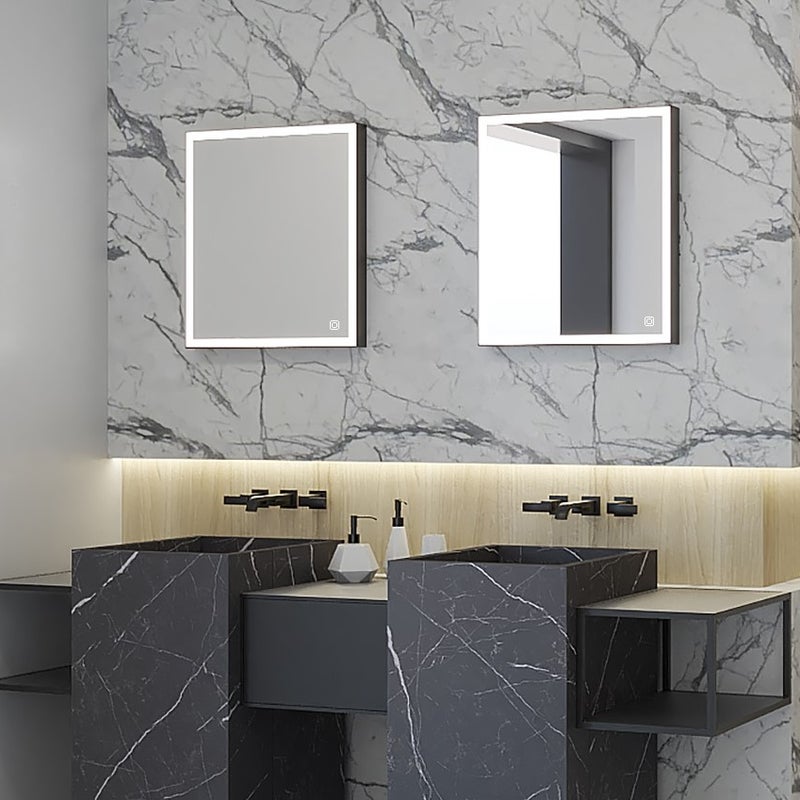 CLASSIC LINE lustro w czarnej ramie z oświetleniem LED 65 x 60 cm