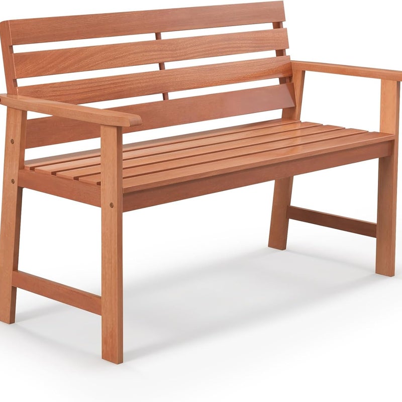 Ławka ogrodowa z twardego drewna, odporna na warunki atmosferyczne，ławka balkonowa z twardego drewna, na taras, balkon, do ogrodu, 120,5 x 64 x 84 cm