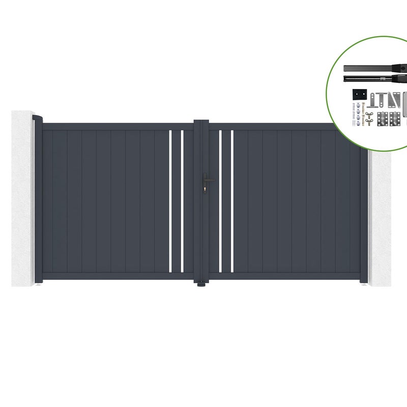CASANOOV Brama skrzydłowa 3,5m GIONA H.180cm aluminiowa + napęd HICKER B200