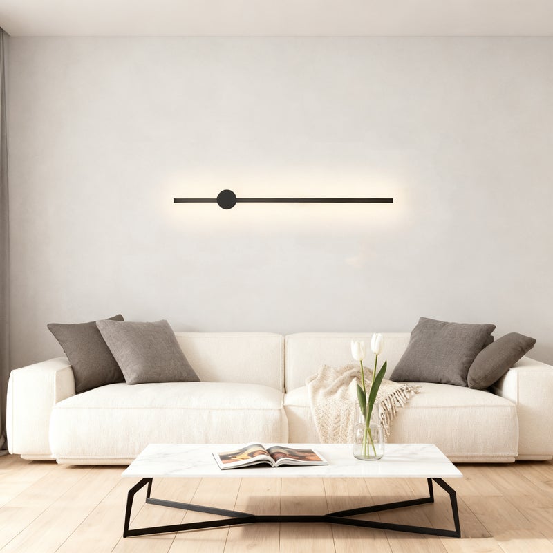 NETTLIFE Kinkiet wewnętrzny LED - 60 cm - Nowoczesna czarna designerska lampa do przedpokoju - Ciepła biel 3000 K - Lampa kuchenna