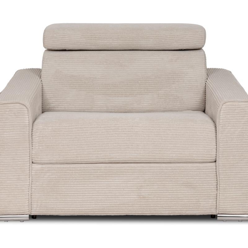 Fotel rozkładany typu express z beżowego sztruksu - Miejsce do spania 70 cm - Materac 14 cm - VIZIR