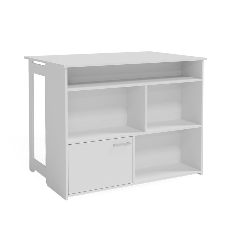 Vicco Stół barowy Dominic, Biały, 116 x 37 cm 4x otwarte przedziały i 1x drzwi