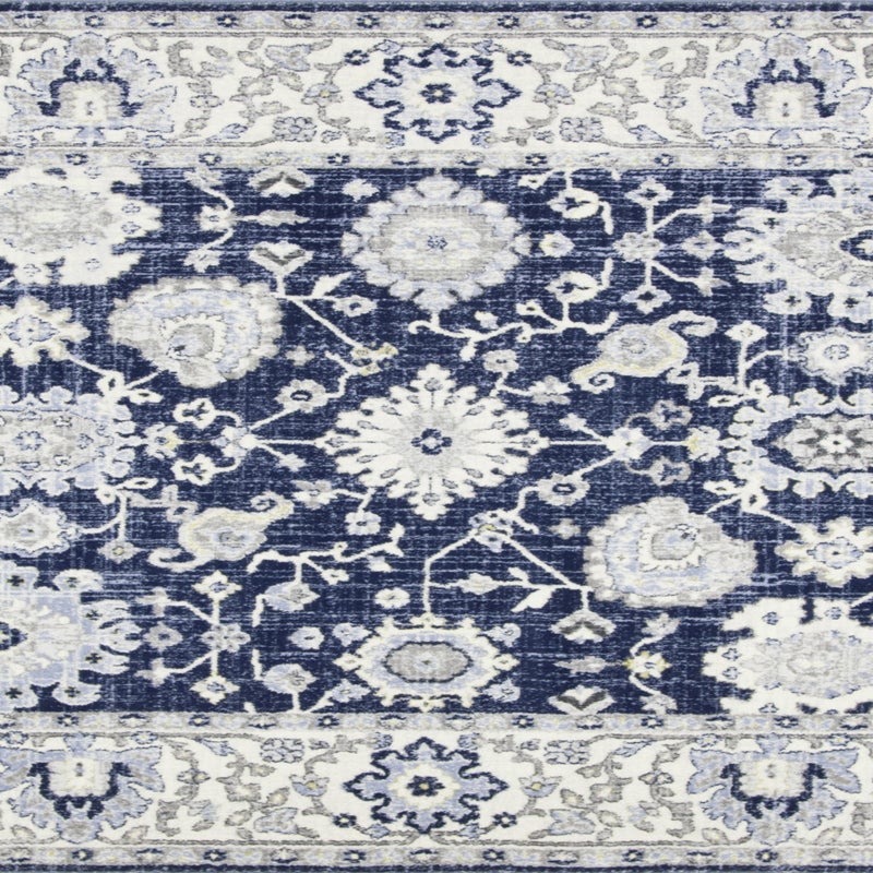 Winylowa mata podłogowa Teheran niebieska 66x180 cm - PVC antypoślizgowa, gładka z nadrukiem, winylowa do kuchni lub salonu, zmywalna