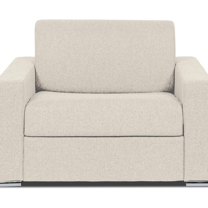 Fotel rozkładany typu express z beżową tapicerką - Miejsce do spania 70 cm - Materac 14 cm - CALITO