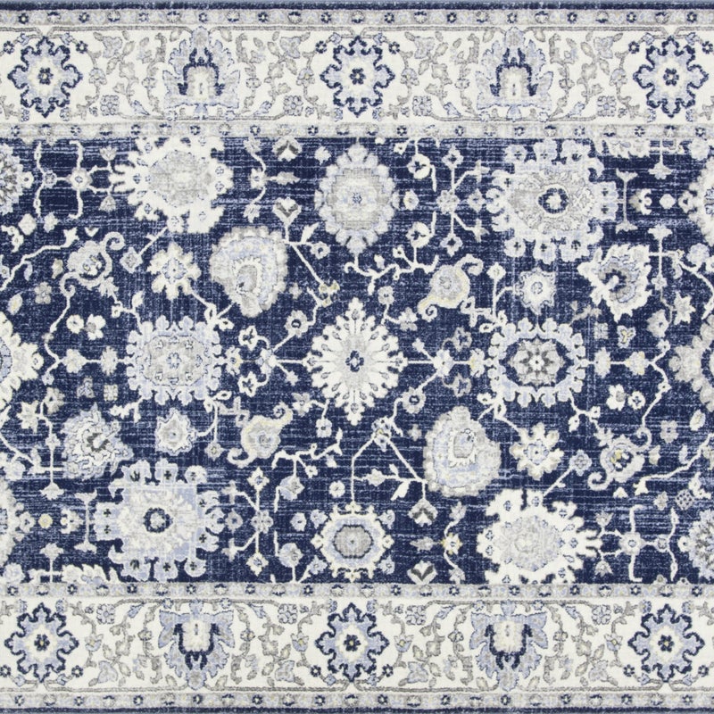 Winylowa mata podłogowa Teheran niebieska 100x150 cm - PVC antypoślizgowa, gładka z nadrukiem, winylowa do kuchni lub salonu, zmywalna