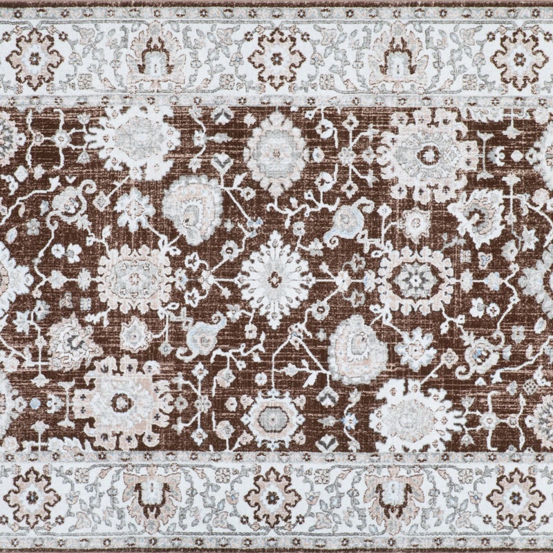 Dywan winylowy, Teheran brązowy 100x150 cm - PVC antypoślizgowy, gładki nadruk, winylowy dywan do kuchni lub salonu, zmywalny