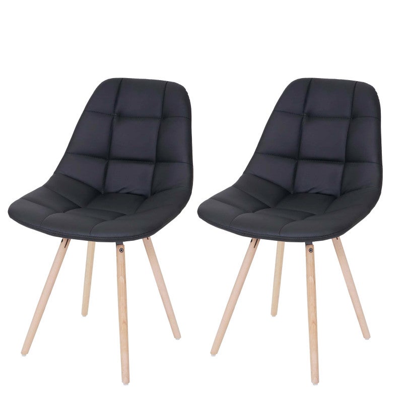 Zestaw 2 krzeseł do jadalni HWC-A60 II, krzesło kuchenne, retro 50s design ~ czarna sztuczna skóra