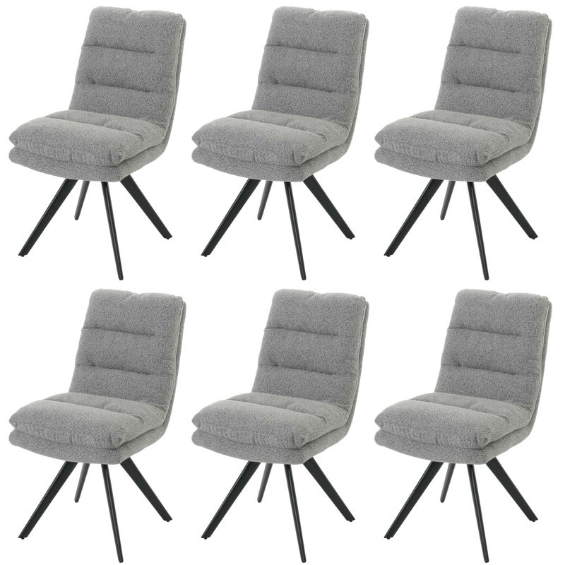 Zestaw 6 krzeseł do jadalni HWC-G66, krzesło kuchenne, obrotowe, automatyczna regulacja pozycji, tkanina/materiał bouclé MVG ~ jasnoszary