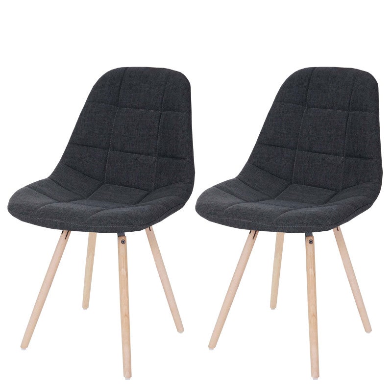 Zestaw 2 krzeseł do jadalni HWC-A60 II, krzesło kuchenne, retro 50s design ~ tkanina/tekstylia ciemnoszary