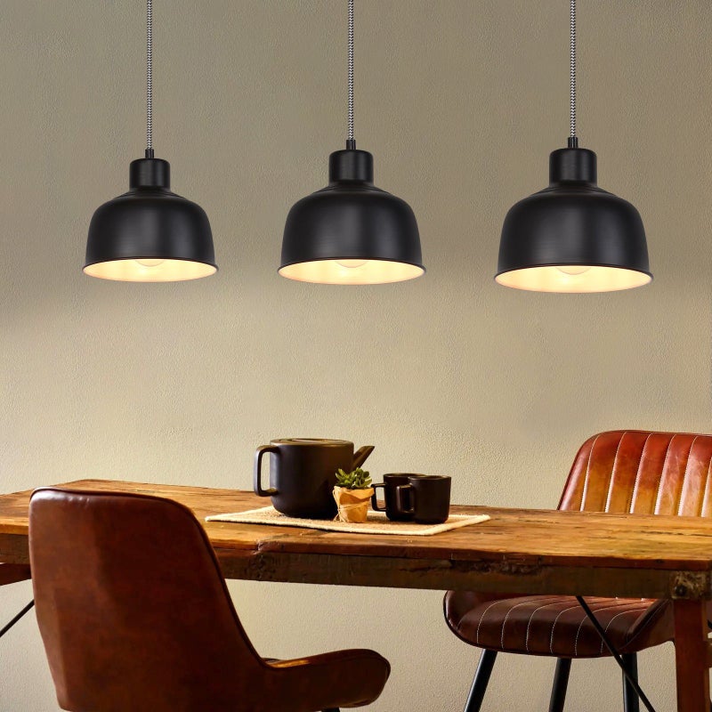 ZMH Wisząca lampa czarny metalowy żyrandol E27 średnica 170 cm Vintage do jadalni salonu sypialni i biura pojedyncza żarówka