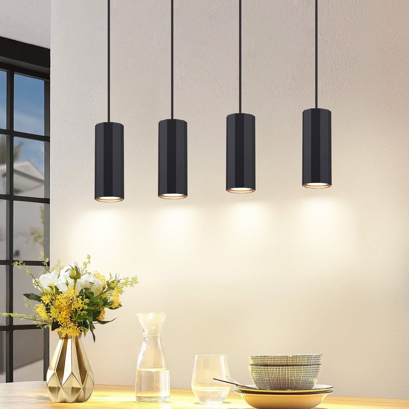 ZMH Czarny metalowy żyrandol wiszący, średnica 60 cm, 4 gniazda GU10, styl industrialny do salonu, jadalni, nowoczesne oświetlenie wnętrz