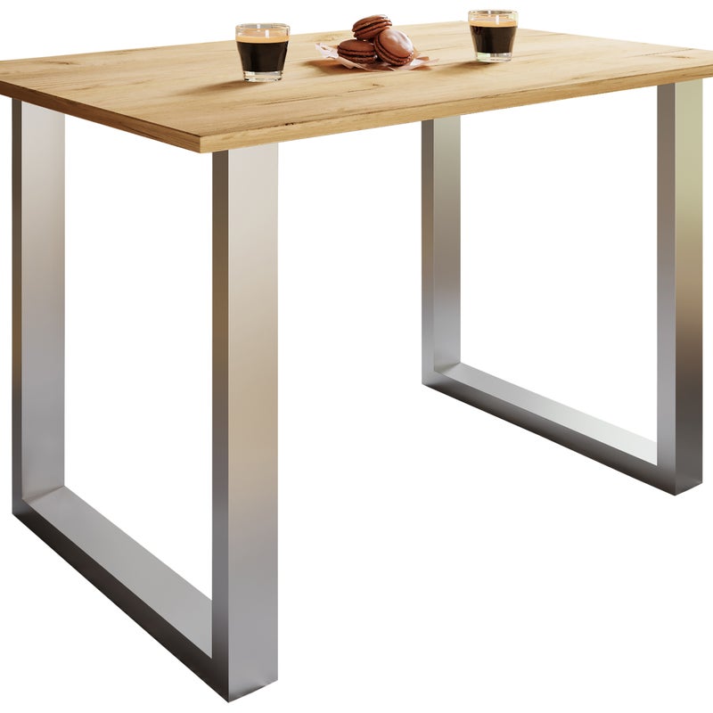 Stół do jadalni Xona Srebro / Dąb miodowy W. 76 x S. 140 x G. 80 cm